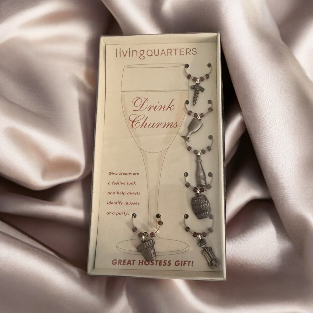 Living Quarters Wine Accessories Bar Opener Wine Glass Drink Charms‎ NEW NIB